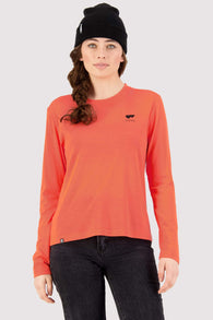 Womens Icon Relaxed LS Mons RDG Hot Coral
